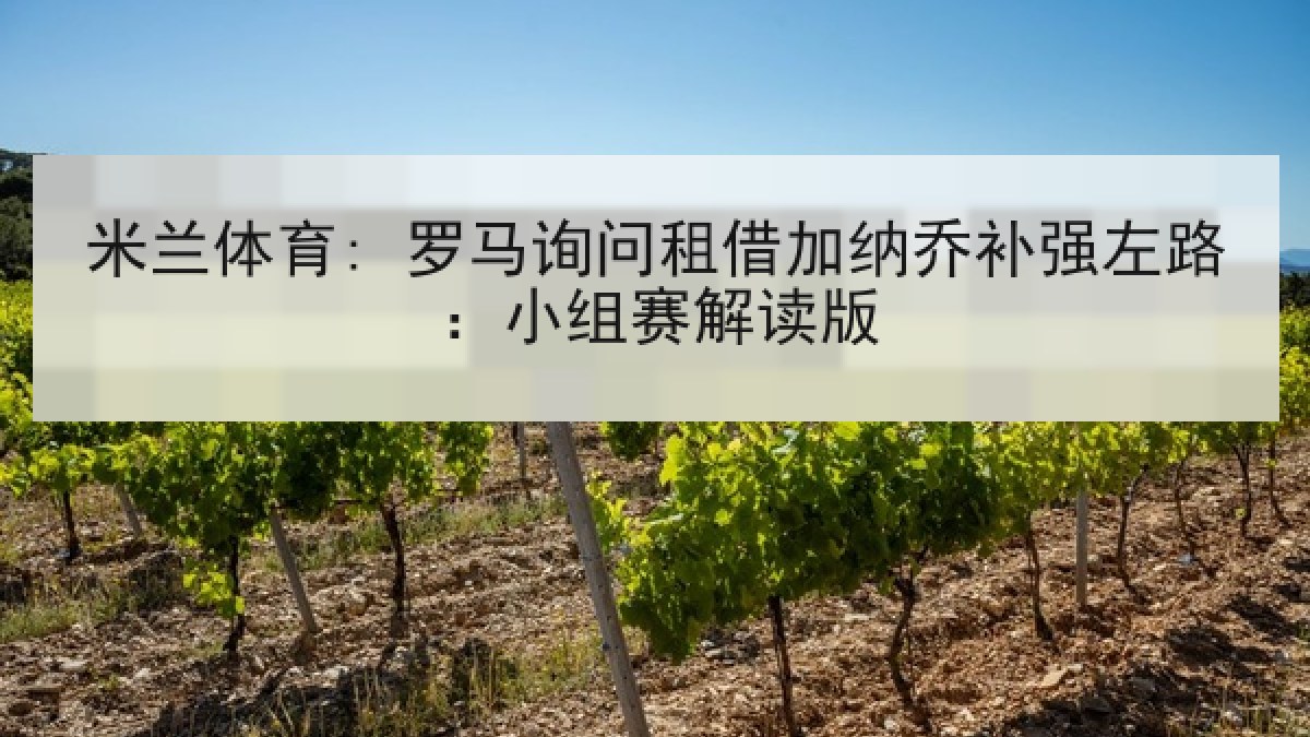 米兰体育: 罗马询问租借加纳乔补强左路:小组赛解读版 米兰体育: 罗马询问租借加纳乔补强左路:小组赛解读版